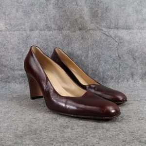 Hobbs Shoes Women 40 Pumps Classic Chunky Heel Fashion Leather Brown Formal Chic